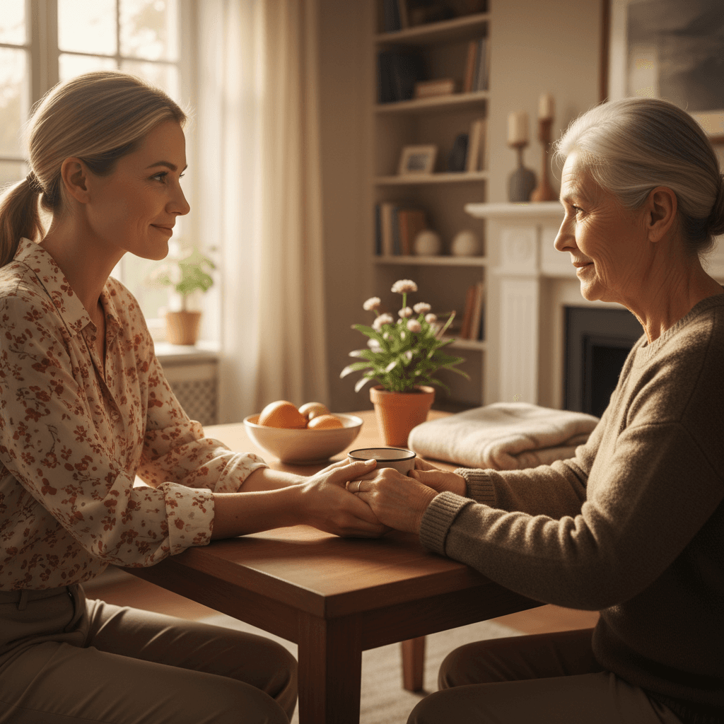 Caregiver providing compassionate in-home medical assistance